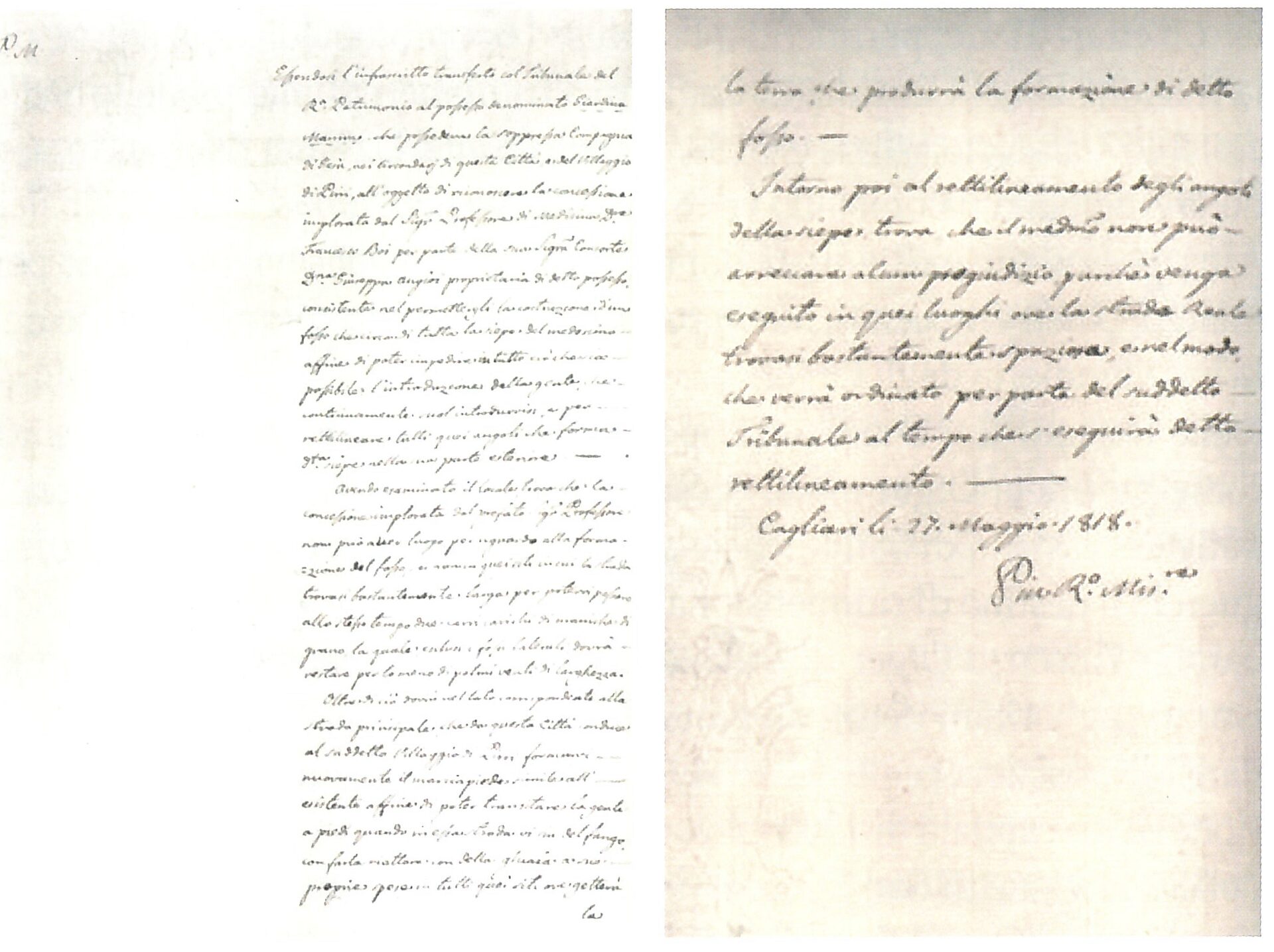 Fig. 3 Archivio di Stato di Cagliari, Regio Demanio, Affari diversi, b.241, fasc. 15, 27 maggio 1818 Cagliari (Documento recto e verso).