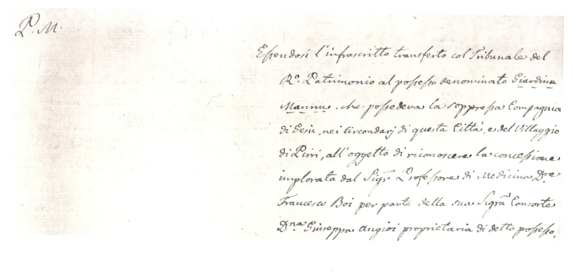 Fig. 4 Archivio di Stato di Cagliari, Regio Demanio, Affari diversi, b.241, fasc. 15, 27 maggio 1818 Cagliari (particolare).