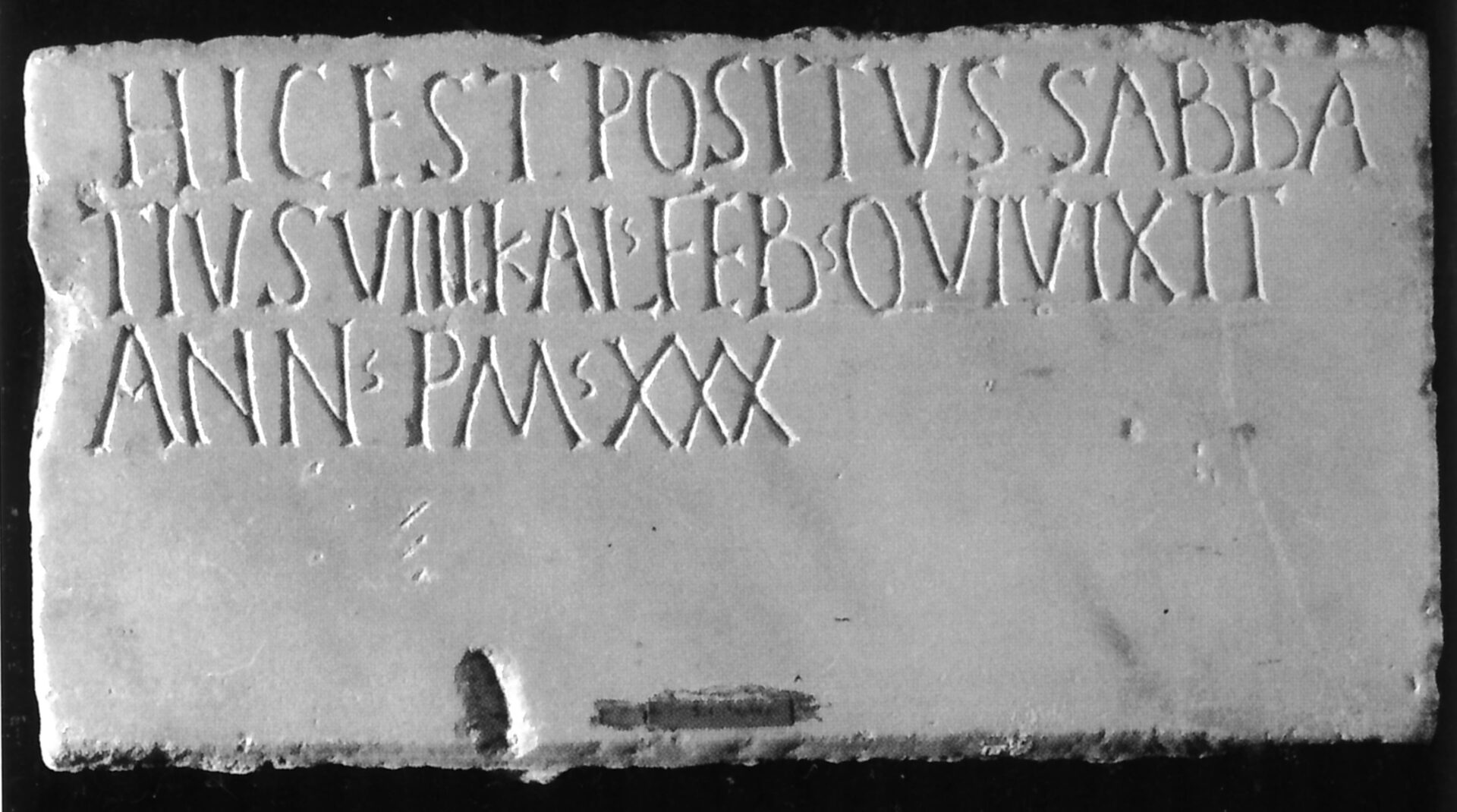 Fig.6 Iscrizione funeraria di Sebbastius (foto C. Buffa)