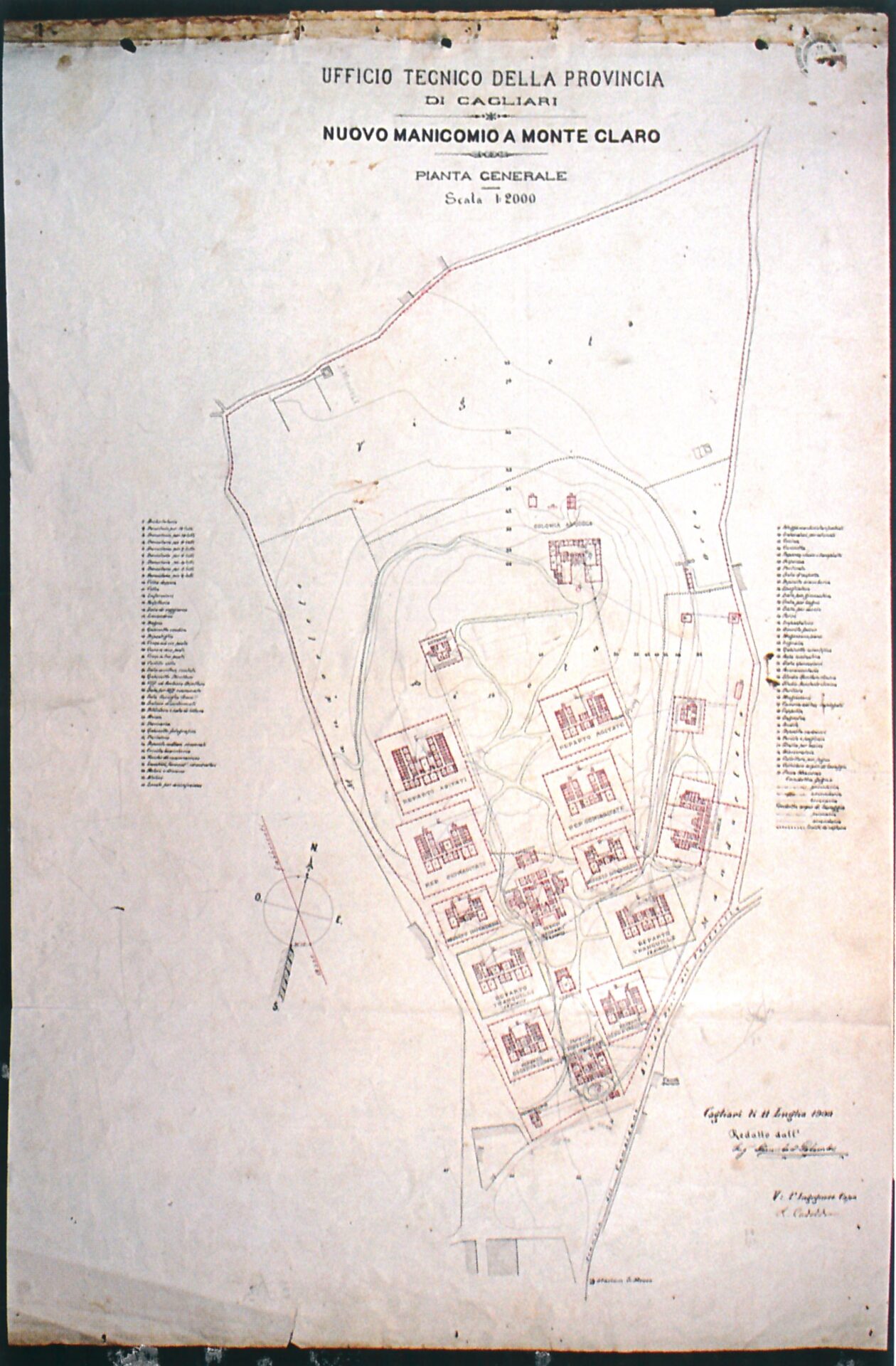 Fig. 7 Archivio Storico Provincia di Cagliari Planimetria generale del Nuovo manicomio a Monte Claro.