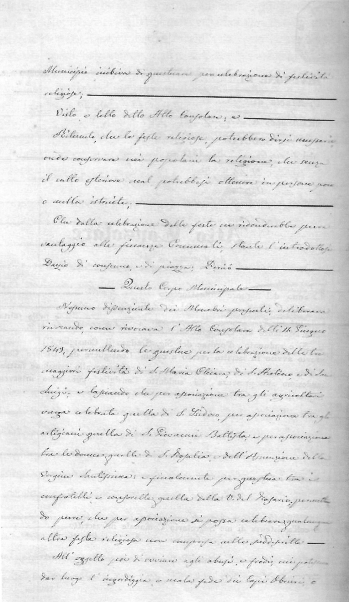 Fig. 2 ARCHIVIO COMUNALE DI CAGLIARI, Registro delle Deliberazioni di Consiglio, Vol. 2, c. 51., Consiglio Comunale di Pirri, delibera del 2 luglio 1857.